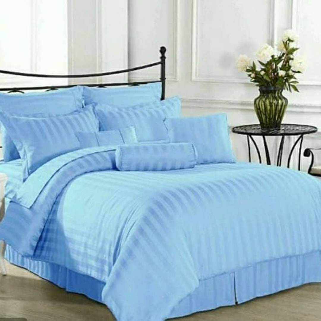 4 Pc Striped Binded Duvet (6x6 Sky Blue)  